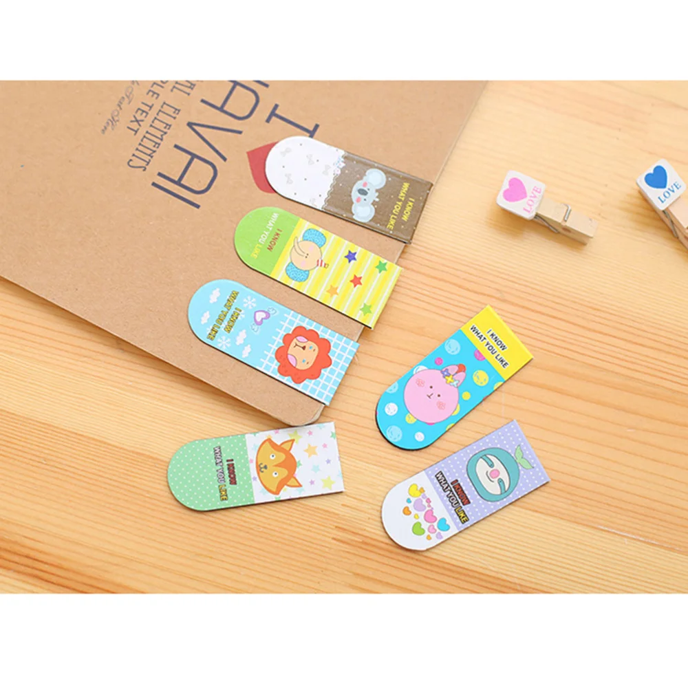

4PCS Animal Pattern Magnet Bookmarks Cartoon Page Marking Tag Stationery Supplies for Home School(Random Style)