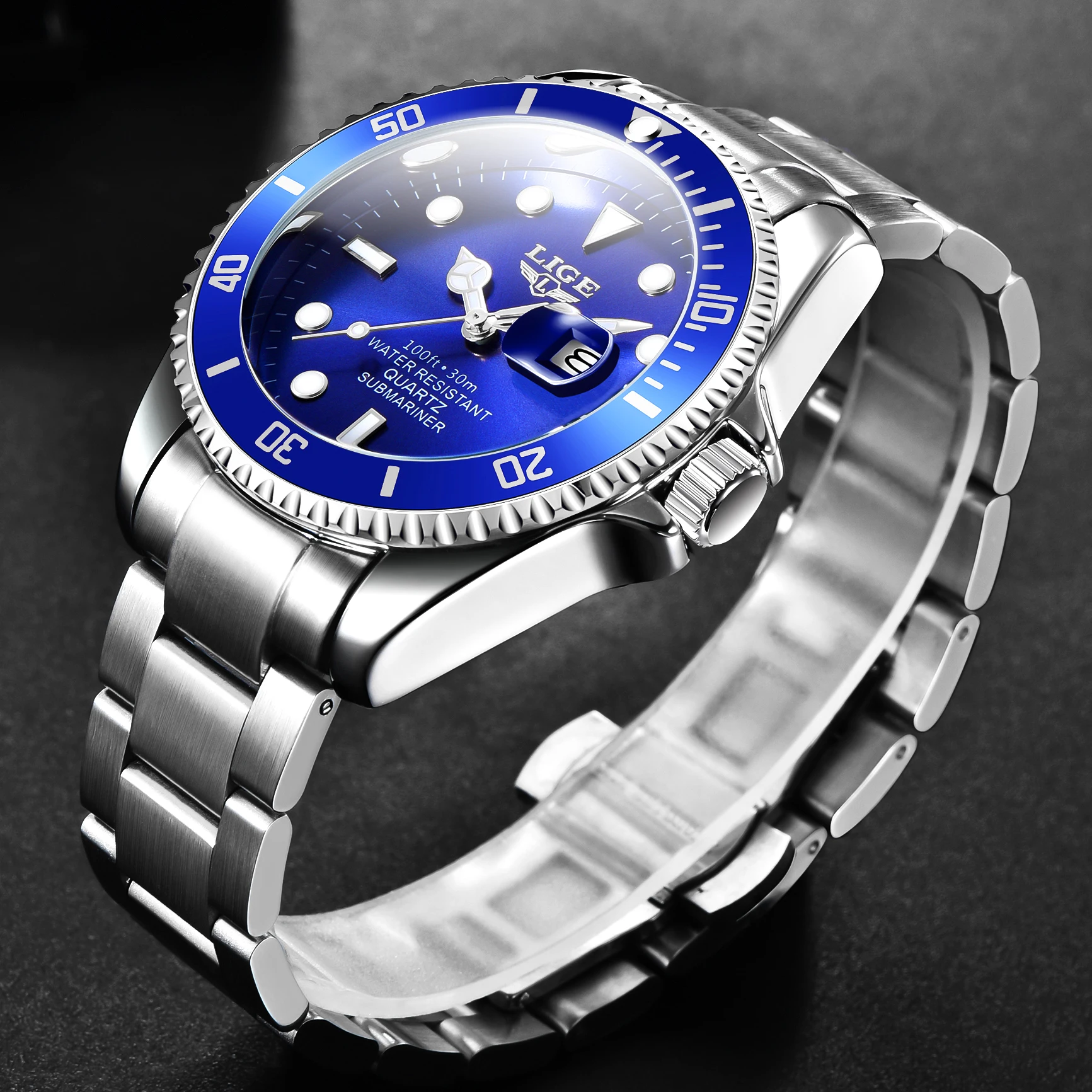 

Reloj hombre 2020 LIGE часы для мужчин модные Спортивные Хронограф водонепроницаемые светящиеся кварцевые мужские часы полностью стальные роскошны...
