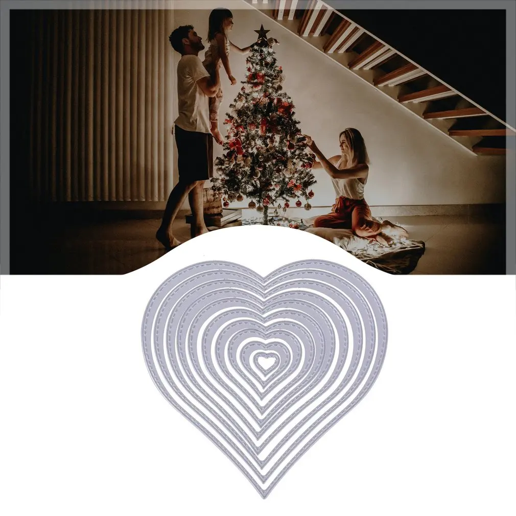 

10pcs Heart Shape Metal Cutting Dies Embossed Stencil For Scrapbooking Album DIY Paper Card Art Craft Decoraion