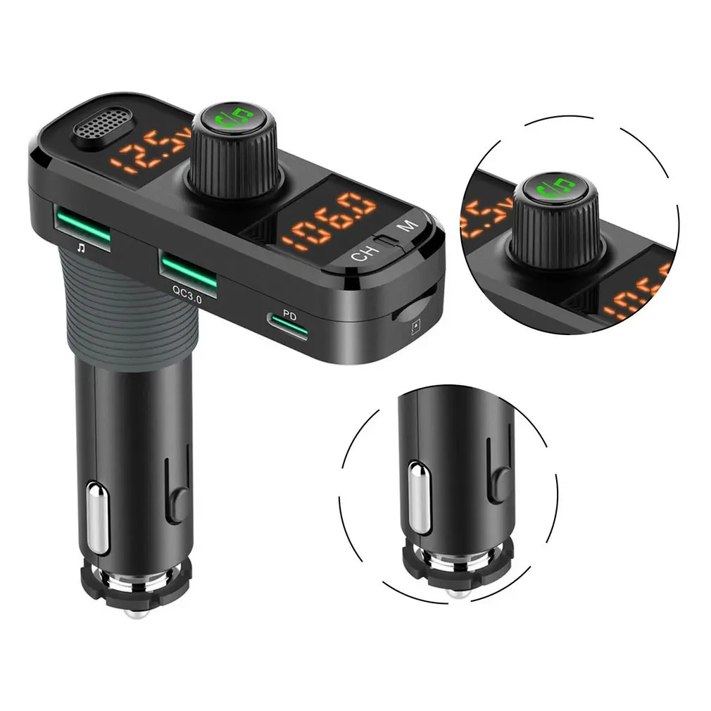 

Car Wireless MP3 Phone Hands-free Call PD Fast Charge QC3.0 Mobile Phone Charger Dual Display Music Player