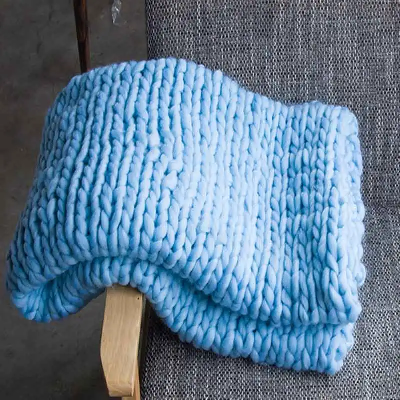 Модное покрывало с толстой нитью для пальцев вязанные покрывала из шерсти ручной