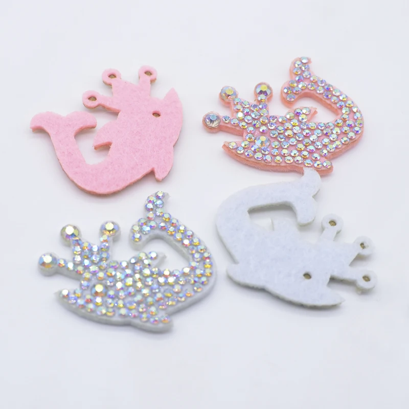 

15Pcs/lots AB Colorful Crwon Dolphin Rhinestone Fish Patches Crystal Decor Animal Appliques Jeans DIY Headwear Craft Accessories