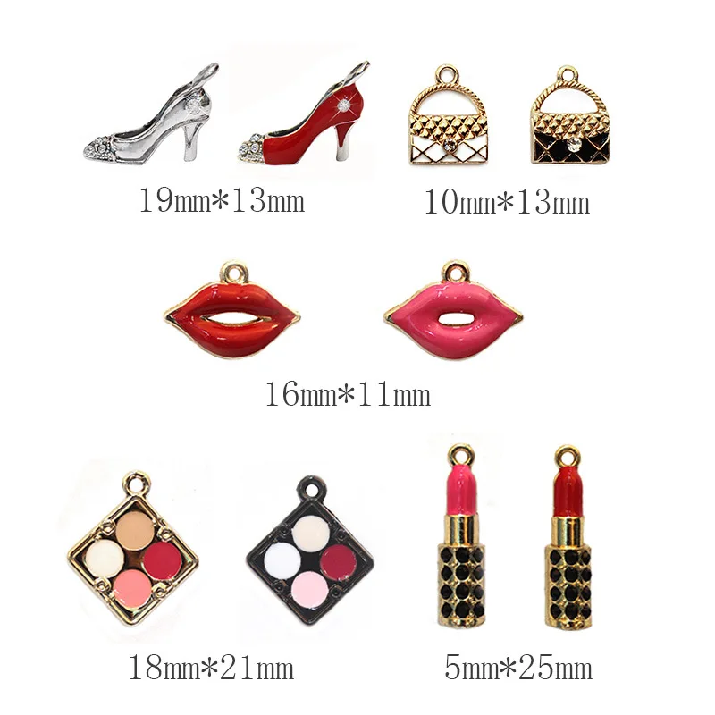 10 шт./лот Хрустальная помада на высоком каблуке сумка для обуви Висячие Подвески