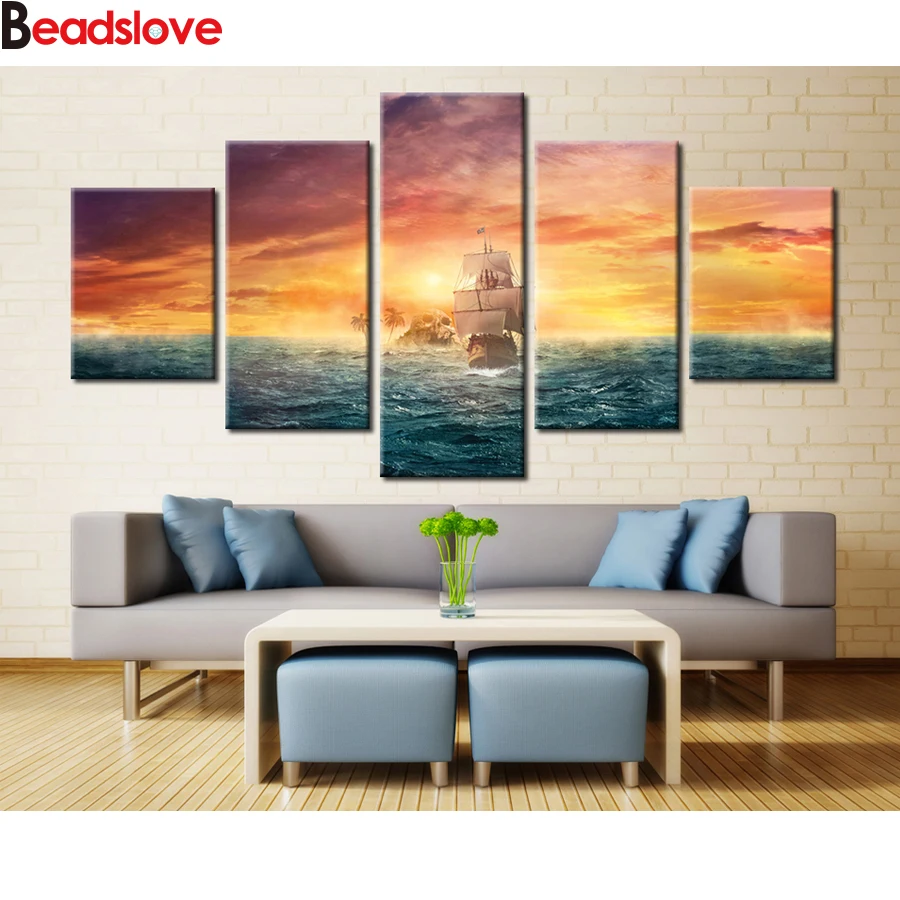 

5 шт. Алмазная картина морской пейзаж парусная лодка Европа 5d diy Алмазная картина полностью квадратная круглая Алмазная вышивка Стразы