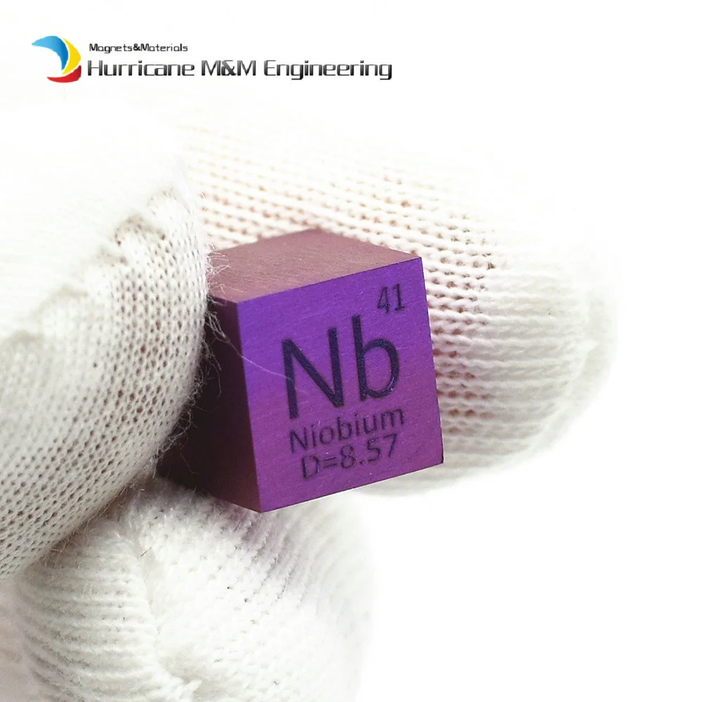 Ниобиевый металлический блок для коллекции элементов Nb плотный куб высокой