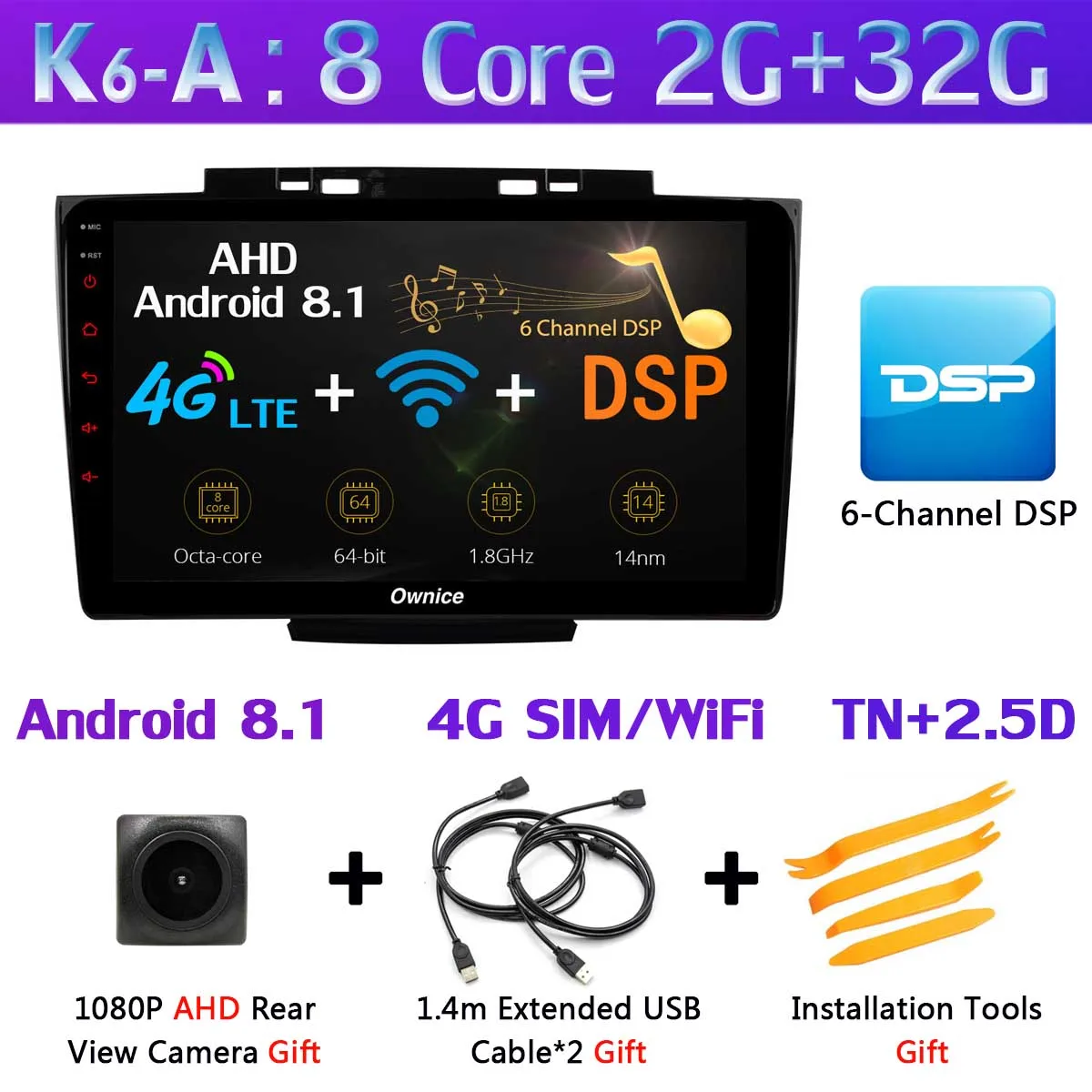 K6-A Ownice K1 K3 K5 K6 автомобильный dvd-плеер gps радио для Haval Hover Greatwall Great Wall H5 H3 2013- CarPlay DSP Adas 360 ° панорамный - Цвет: K6-A