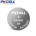100 шт. батарейки PKCELL CR2025 3 в Литиевые Батарейки BR2025 DL2025 ECR2025 KL2025 кнопочный Аккумулятор для часов автомобильный пульт дистанционного управления