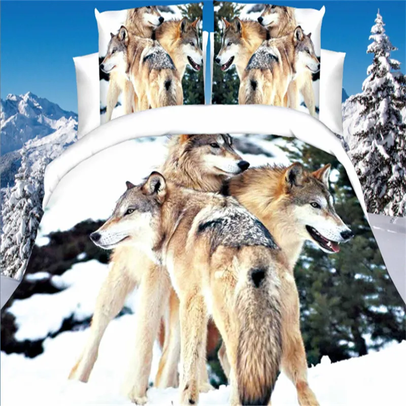 Комплект постельного белья с изображением тигра волка Льва кота|Комплекты белья|