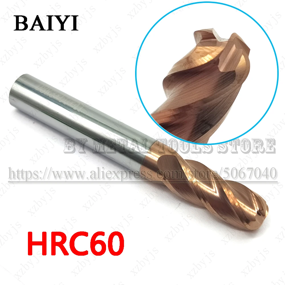 HRC60 Концевая фреза с круглым концом R1 R3 D8 мм d12 4 фланца карбидная покрытием