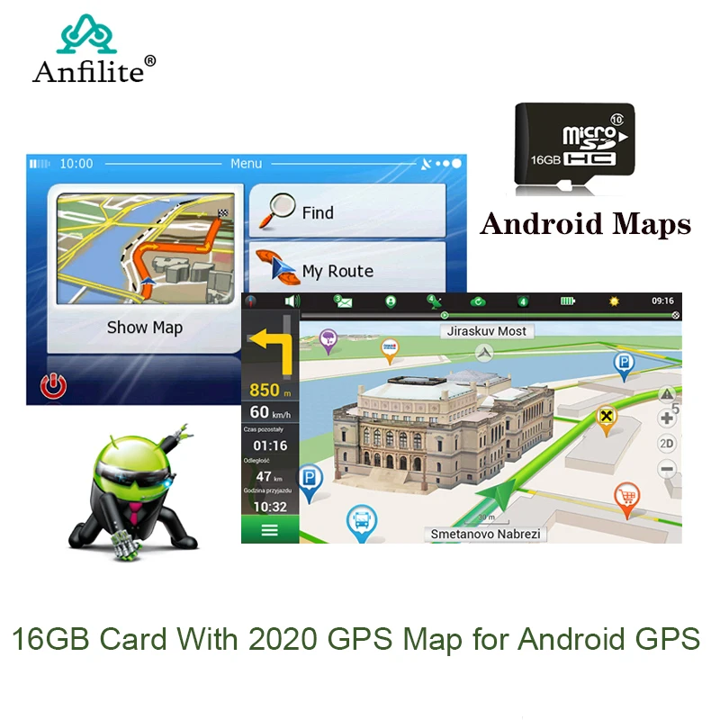 Подходит для системы Android автомобильный GPS-навигатор 16 Гб карта Micro SD Европы