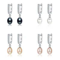 silverhoo 925 sterling silver stud earrings for women luxury freshwater pearl earrings silver fine jewelry pink pearls ear cuffs
