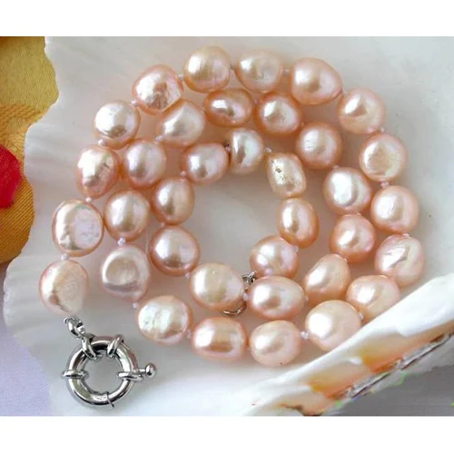 

Favorite Unique Pearl Jewelry 18'' 13mm Pink Baroque Freshwater Cultured Pearl Necklace Handmade Fine Jewelry Perfect Women Gift