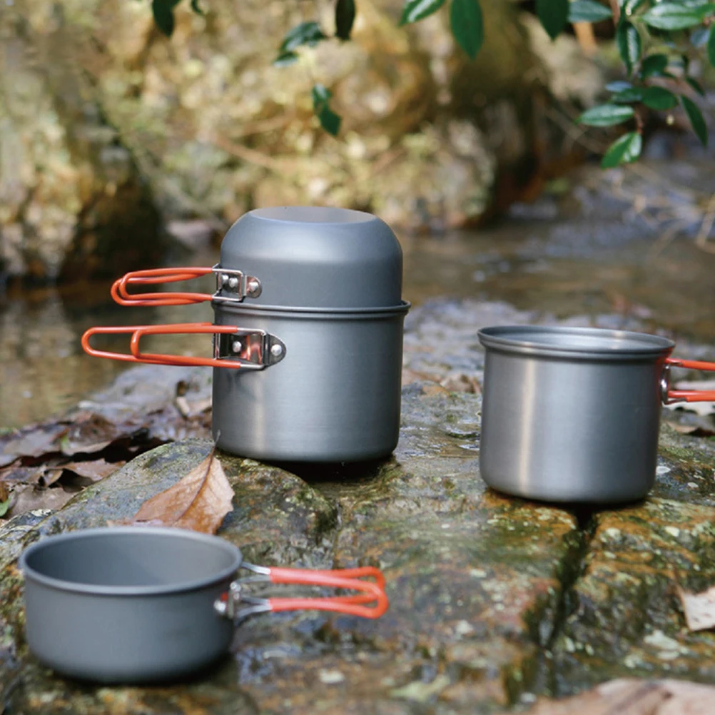

1 Set Of Camping Cookware Folding Pot Outdoor Cooking Set Outdoor Mess Kit