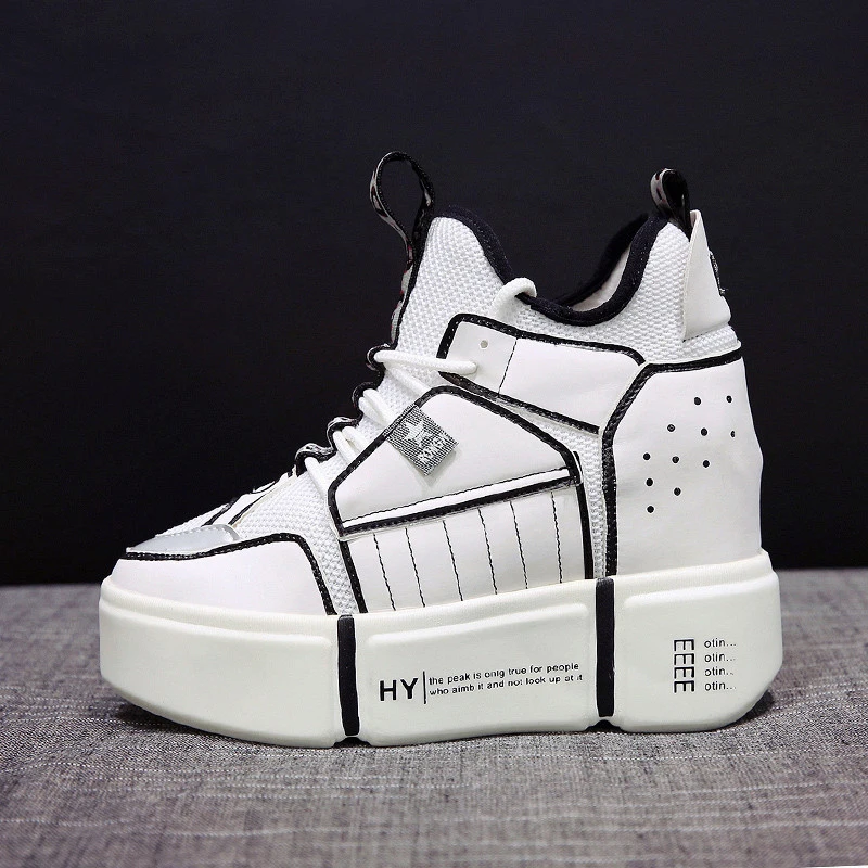 Женские кроссовки на платформе повседневные толстой подошве высокий каблук 9 см