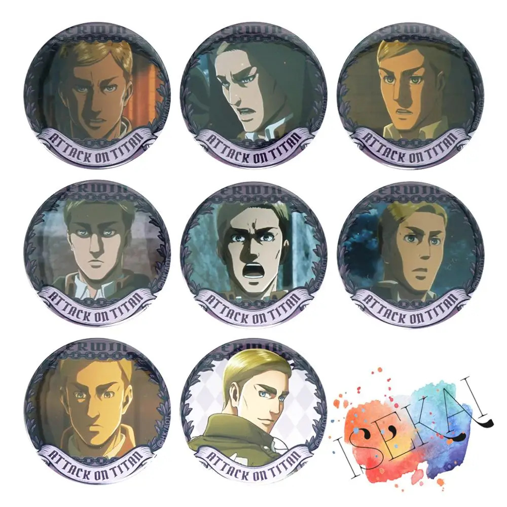 Металлическая брошь значок из атаки на Титанов аниме Erwin Smith|Броши| |