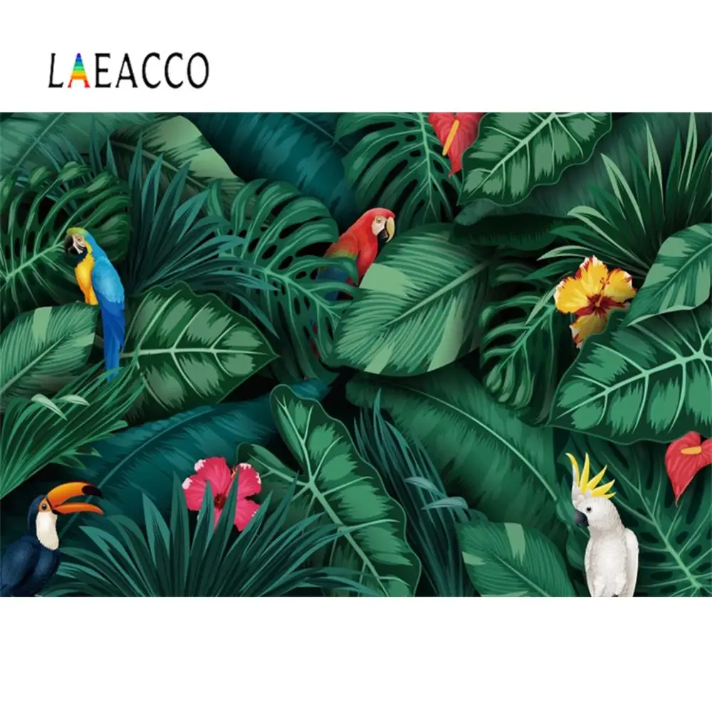 Laeacco фотофоны с изображением леса зеленых листьев цветов птиц Детские вечерние