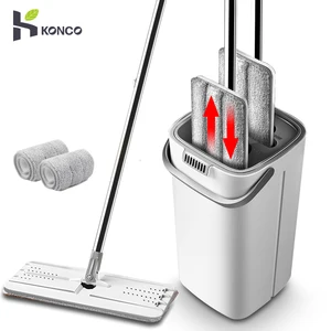 Плоская Швабра Konco с отжимом без рук, швабра из микрофибры, вращающаяся на 360 градусов плоская швабра с ведром, домашняя швабра с отжимом для пола
