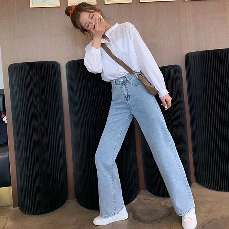 Женские джинсы с высокой талией Mozuleva винтажные прямые широкими штанинами