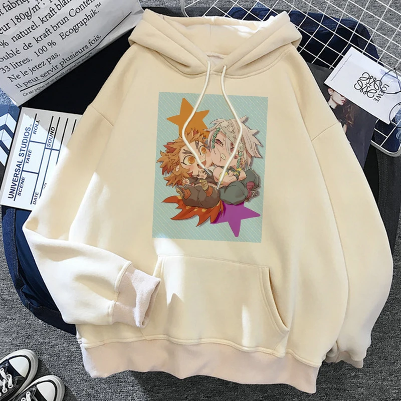 Demon Slayer Anime Harajuku Hoodie Women Rengoku Kyoujurou Hoodies Aesthetic Clothes Kimetsu No Yaiba Mugen Train Sweatshirt Top | Женская