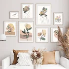 Скандинавская Картина на холсте фигурки, постер, цветы бегонии, абстрактные женские линии для украшения гостиной, принты, настенные художественные картины