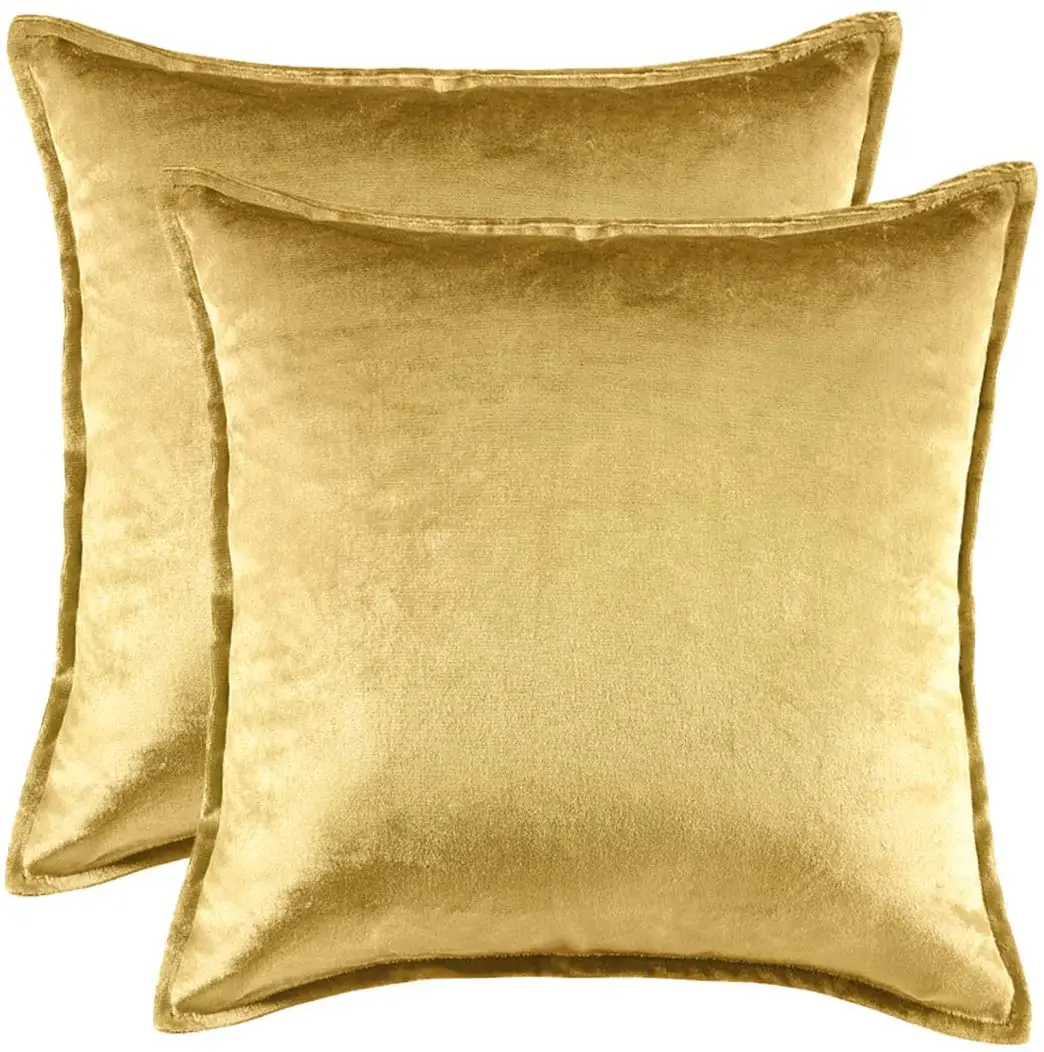 Modern Gold Solid Cushion Covers for Sofa Couch Bed Throw Pillow Covers 45x45 Luxury Velvet Square Pillowcases images - 6