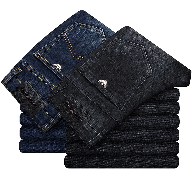 

New Men's Jeans Slim Elastic Italy Eagle Brand Fashion Business Trousers Classic Style High Quality Cotton Jeans Denim Pants