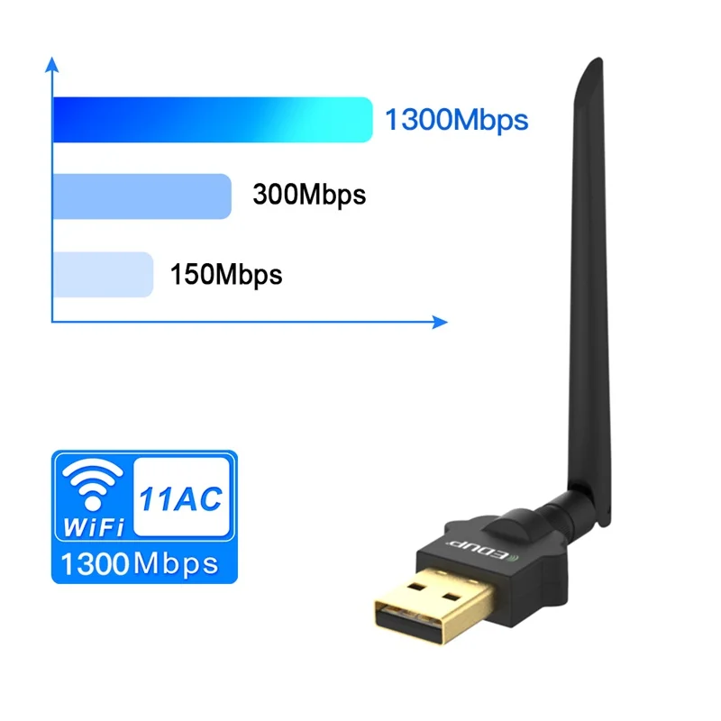 EDUP 1300 Мбит/с USB WiFi адаптер Dual Band 2 4/Wi Fi 5 ГГц Беспроводной Wi приемник AC сетевой карты