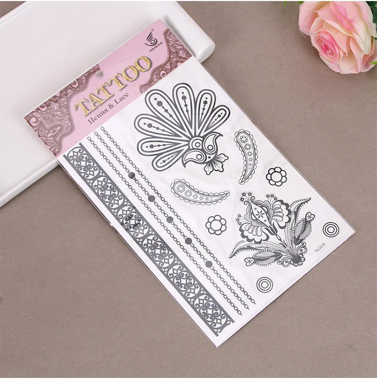 

High quality 9 Kinds of Classic Henna & Lace Tattoo Waterproof Hot Fashionable Temporary Tattoo Stickers