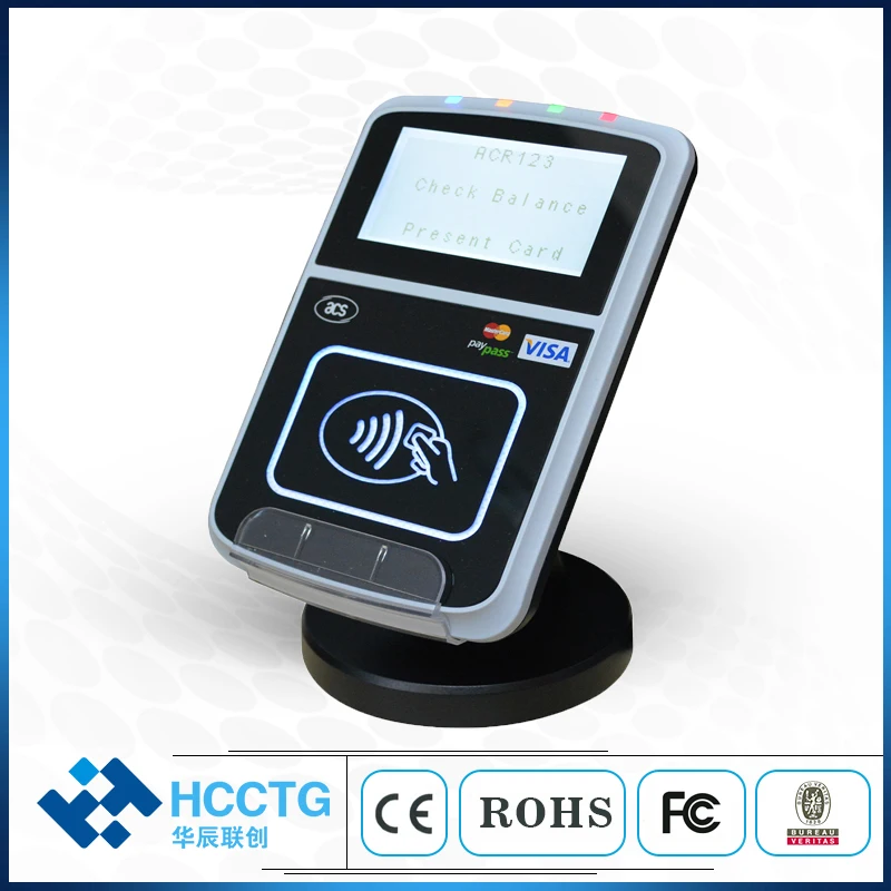 

EMV 13.56MHZ USB Interface ACR123U Intelligent Contactless RFID Reader With LCD For ISO 14443 A B cards +SDK RFID Write reader