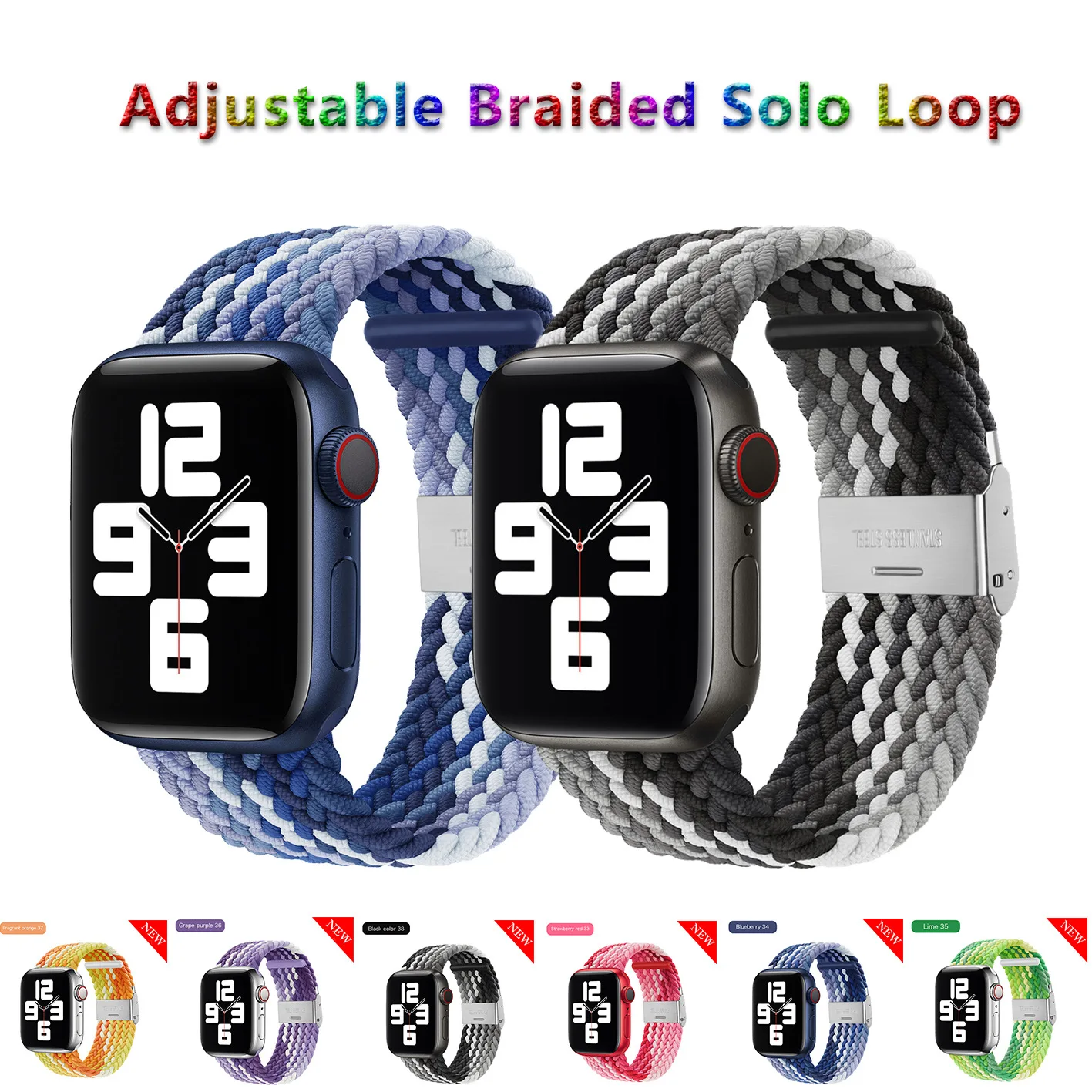 

Adjustable Braided Solo Loop For Apple Watch Series SE 6 5 42mm 38mm Nylon Strap Elastic Bracelet for iWatch 6 4 40mm 44mm band