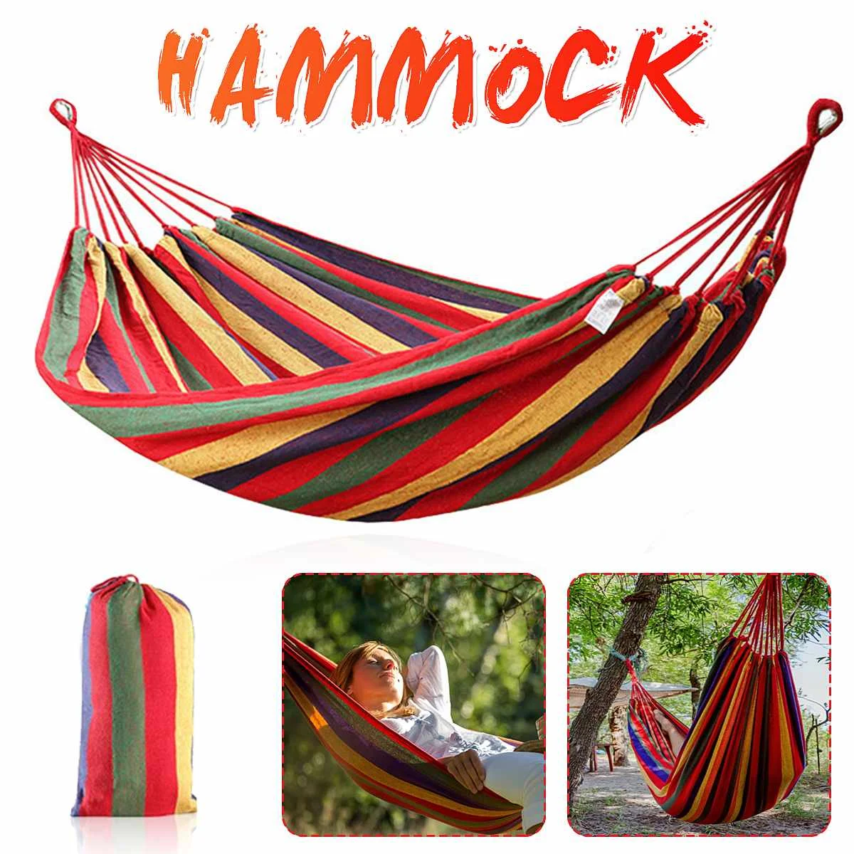 

Hanging Hammock Lazy Chair Travel Outdoor Camping Swing Chair Thick Canvas Bed Hammocks Portable Indoor Home Bedroom Hammock