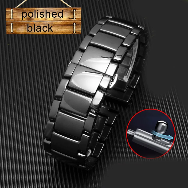 black polished Керамика ремешок для наручных часов huawei watch gt Волшебные часы AR1507/1509/1499/1895 часы браслет 22 мм матовая полированная ремни для наручных часов - Цвет ремешка: black polished