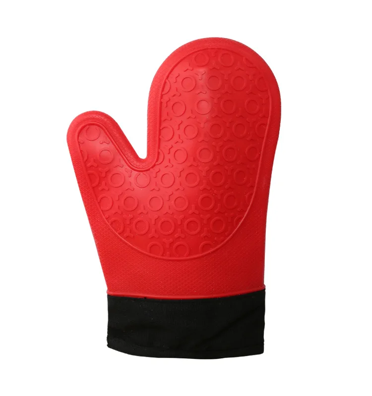 1pcs Лидер продаж 2 шт. Красный силиконовый кухня перчатка для печи Potholder с удлиненной холст рукавом шить для гриля и барбекю - Цвет: 1pcs