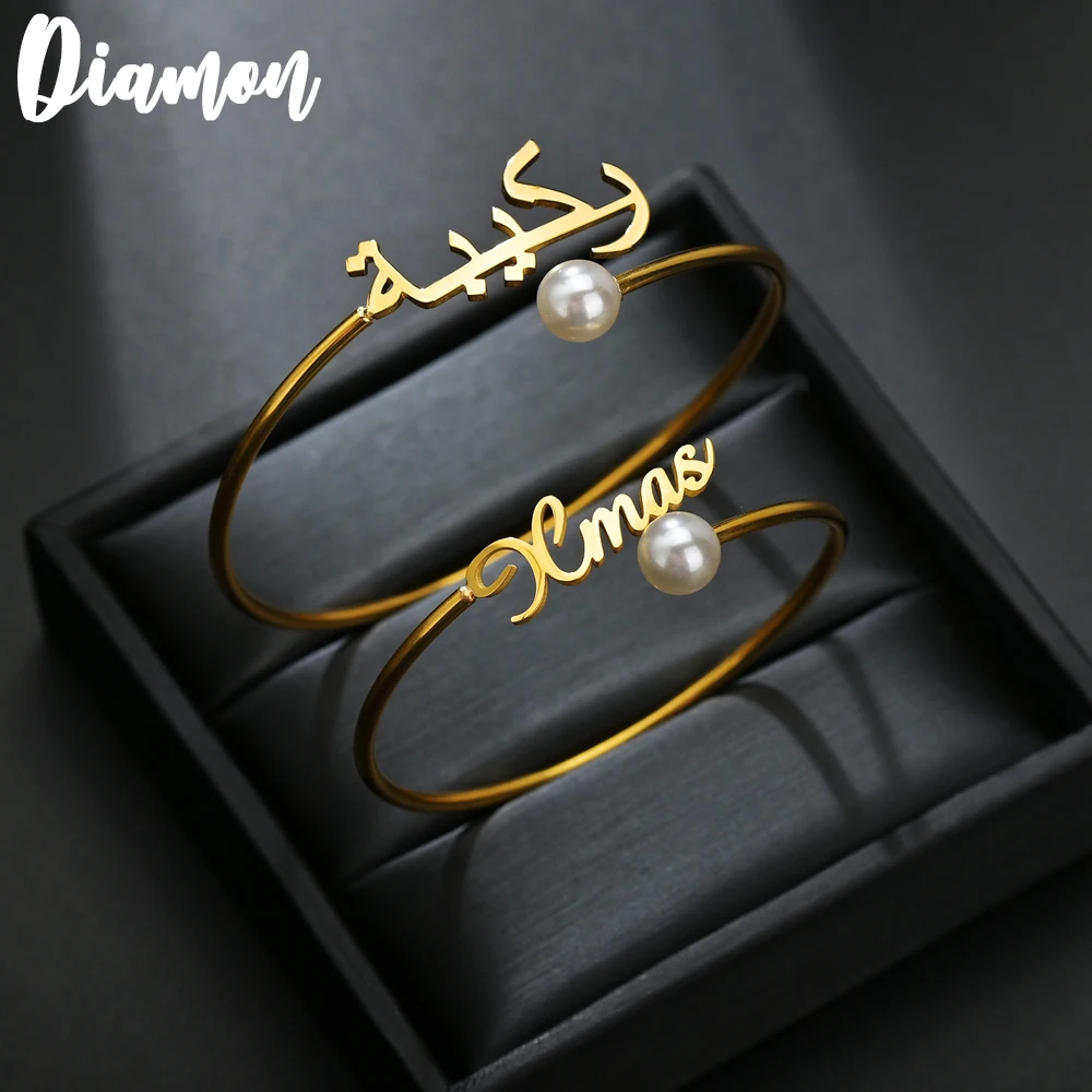 Женский браслет из нержавеющей стали Diamon с открытым жемчугом подарок на заказ 2020
