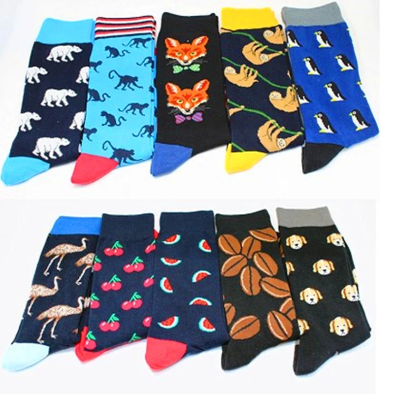 

Pure Cotton Men and Women Creative In Tube Personality Cartoon Animal Fruit Colorful Color Matching Sports Socks Octopus Ostrich