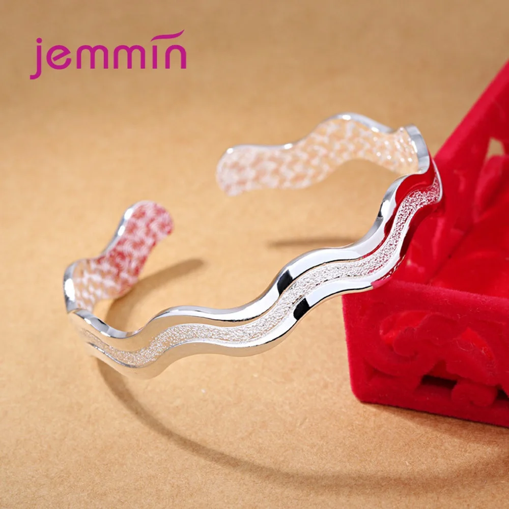 Attractive 925 Sterling Silver Jewelry Accessories Surface Vintage Made Fashion Gift Statement Sea Wave Bracelets for Women Men | Украшения