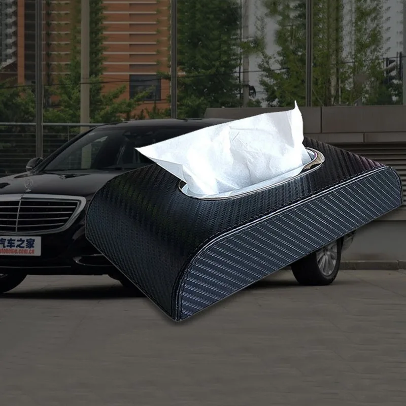 Углеродное волокно узор Кожаный Автомобильный тканевый ящик черный красный блок