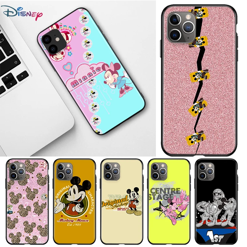 

Cute disney mickey mouse art For Apple iPhone 12 11 Pro Max mini XS Max XR X 8 7 6 6S Plus 5S SE 2020 Soft Black Phone Case