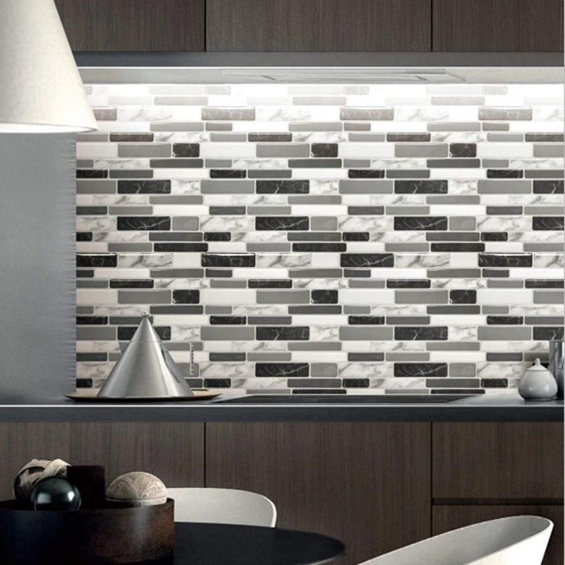 

Multicolor Marble Rectangle Ceramics Tiles 3D Wall Sticker Kitchen Washbasin Decoration Shine Surface Vinly Art Mural Room Decor