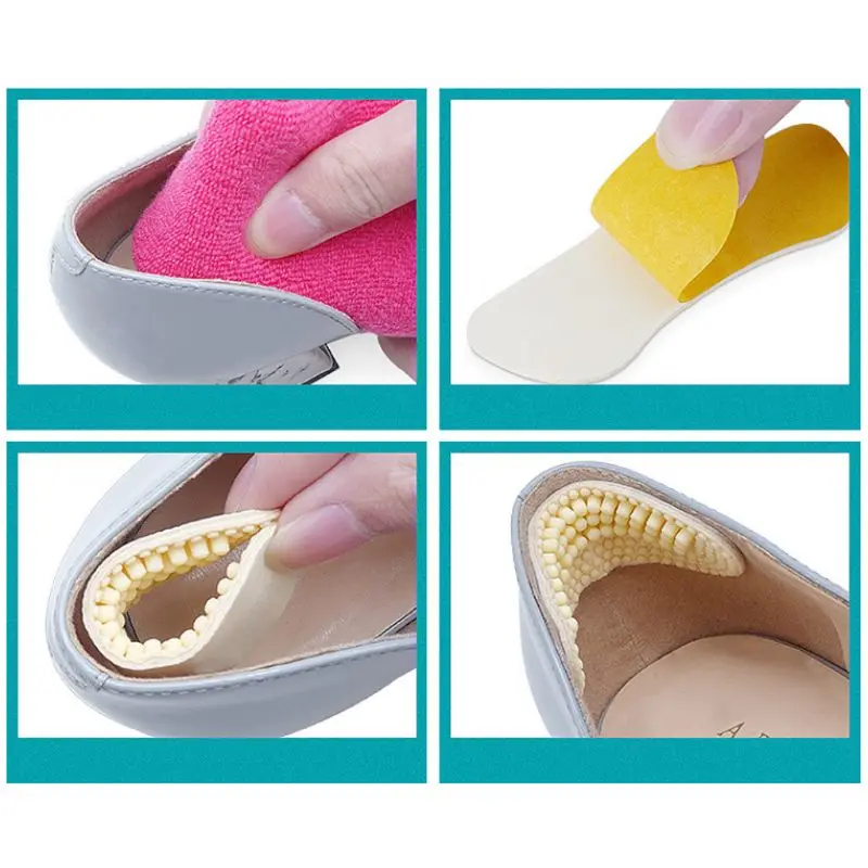 

Heel Pads Silicone Rubber 4D Grains Massage Non-slip Protector High Heel Shoe Pad Cushion Foot Care Adhesive Elastic Women
