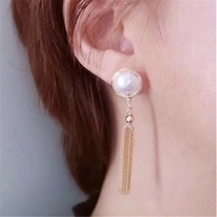 Натуральный пресноводный жемчуг ECHSUN изумруд золото 14 к серебро 925 пробы серьги