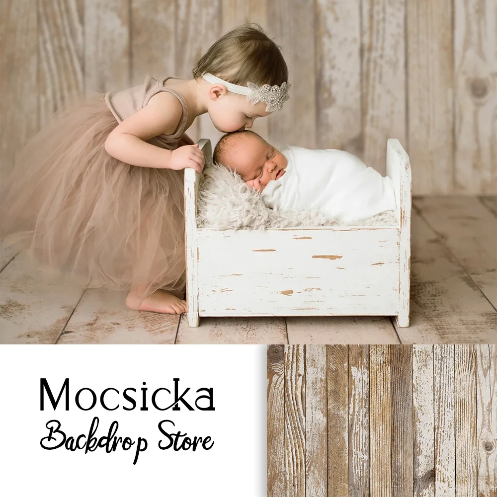 

Фон для фотосъемки новорожденных с изображением деревянного пола