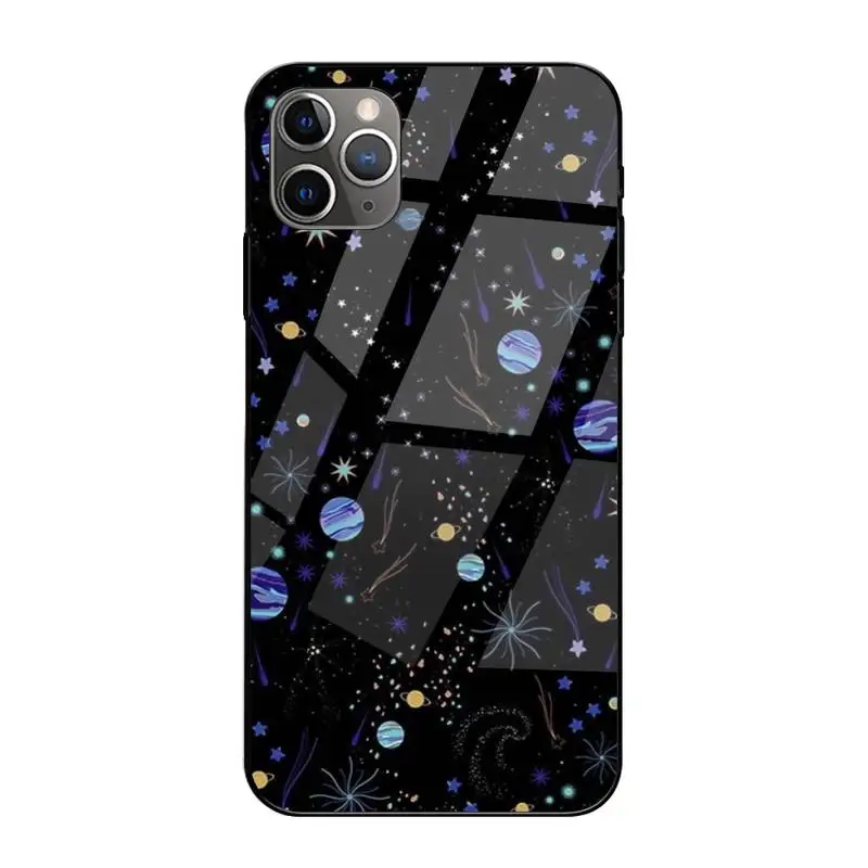 

ZFGHSHYQ Cute Planet Star Clear Phone Case Tempered Glass For Iphone6plus 6S 7 7plus 8 X XS XSmax XR 11 12 Pro Max 12mini