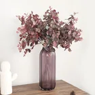 Осенний стиль, листья эвкалипта, Искусственные Шелковые Растения, искусственные цветы, ветки в горшке, Настольная Ваза для домашвечерние, декоративная подставка для цветов