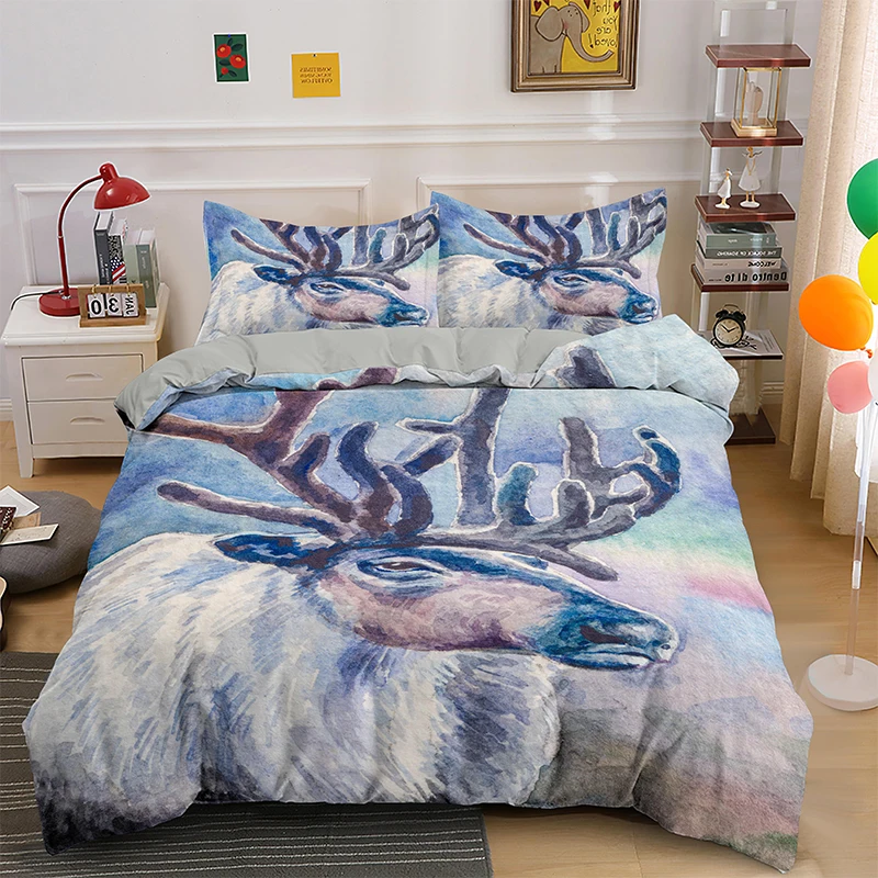 Роскошные Рождественская Печать оленей дома гостиной 2/3 шт. удобные постельное