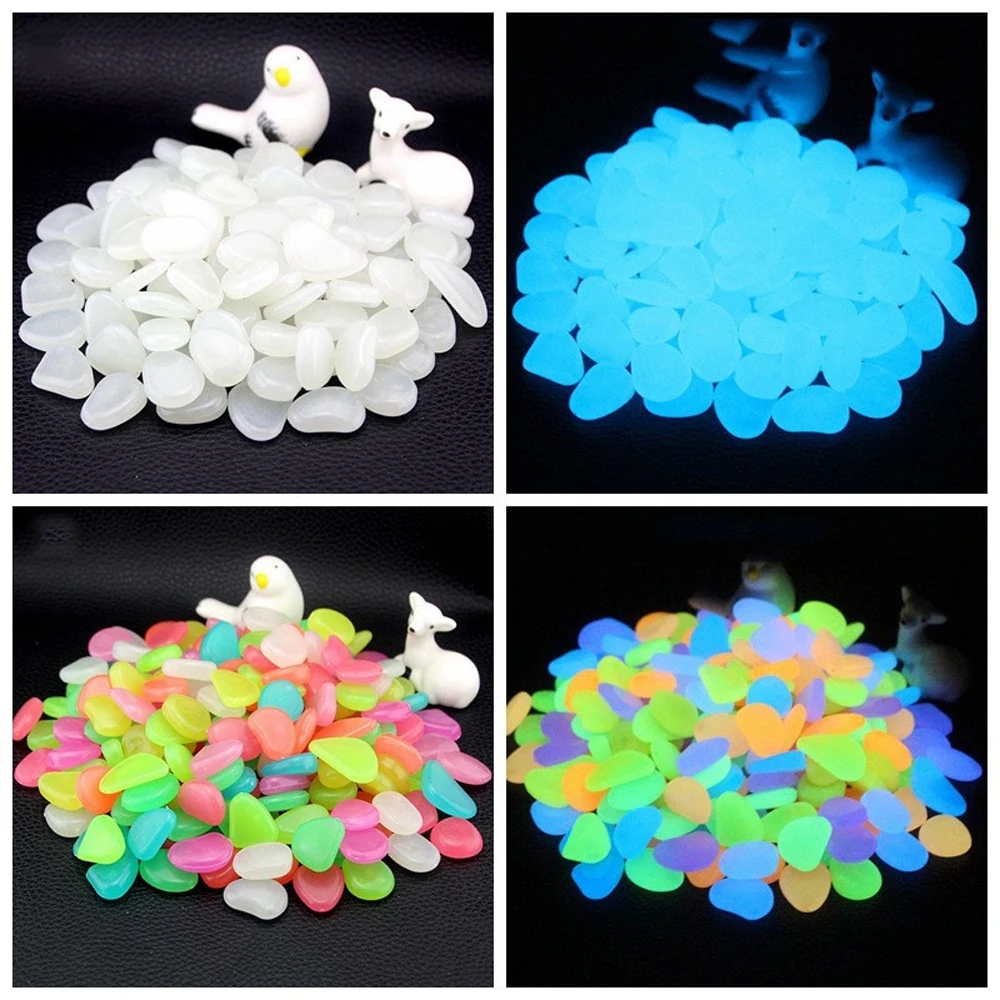50pcs Luminous Cobblestones Aquarium Decoration Fluorescence Stone Fish Tank Glow In The Dark Decor | Дом и сад
