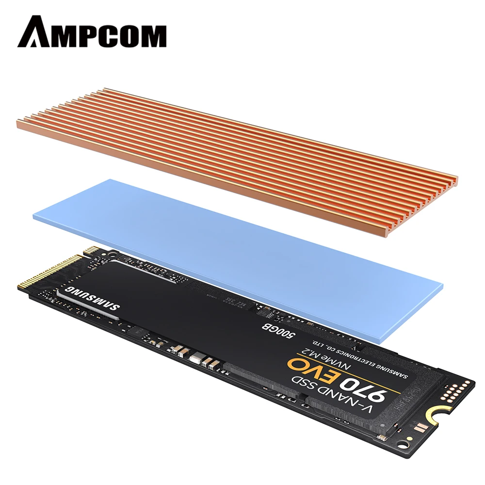 AMPCOM M.2 радиатор для жёсткого диска Алюминиевые твердотельные диски Охлаждающий