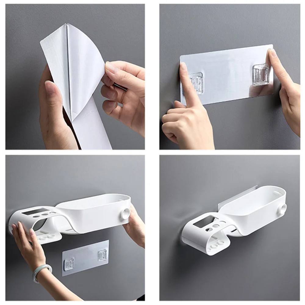 

Organizer Shelf Wall Mounted S Shaped Partition Shelving Punch Free Toothpaste Holder Drain Rack for Bathroom Accessories