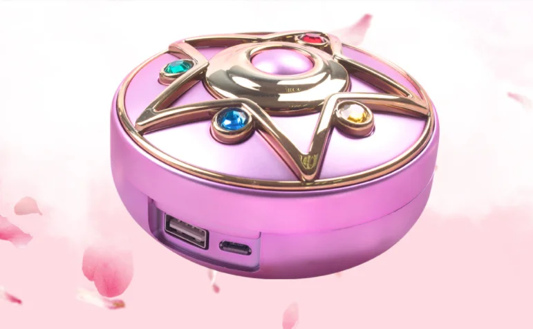 

Sailor Moon Cosmetic Mirror Crystal Moonlight Star Locket Compact Power Bank Portable Charger Light Collection as Birthday Gift