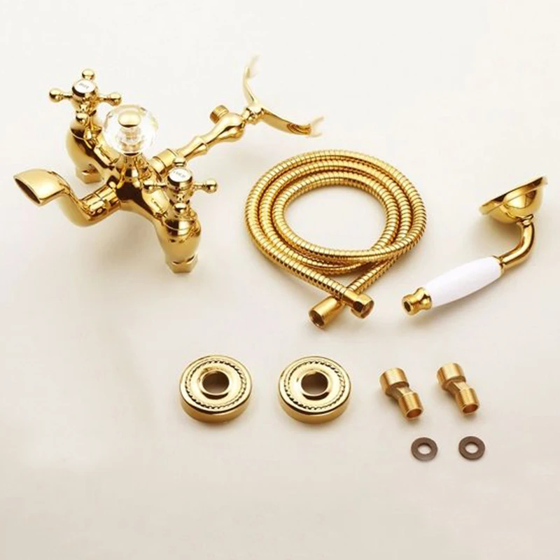 Смесители для душа золотой кран ванной комнаты латунный телефон с настенным